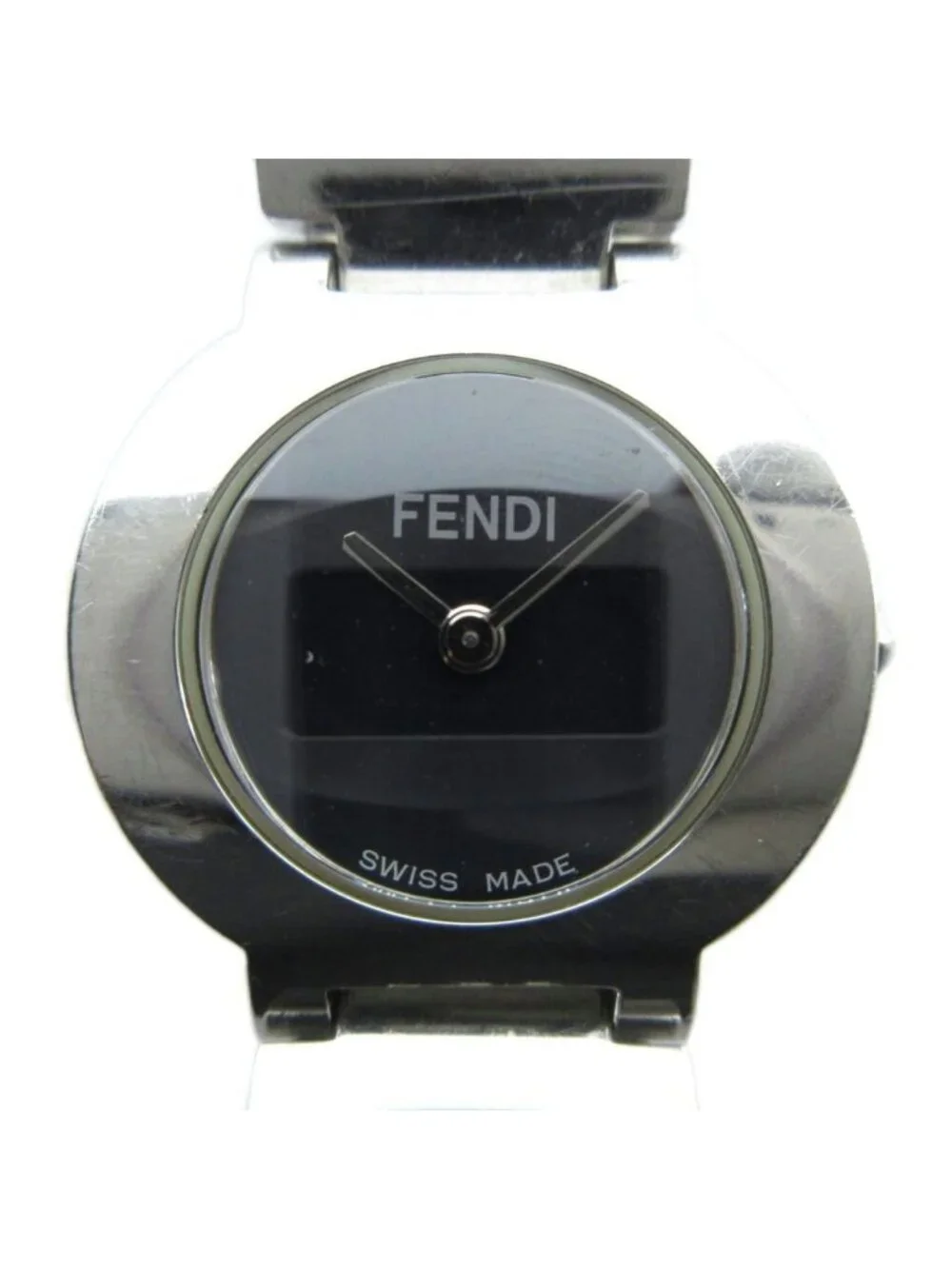 Fendi Watch Quartz Black Dial Logo Silver